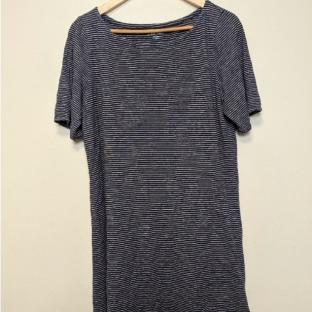 Eileen Fisher Striped soft Hemp Cotton T-Shirt casual oversized Dress Size L